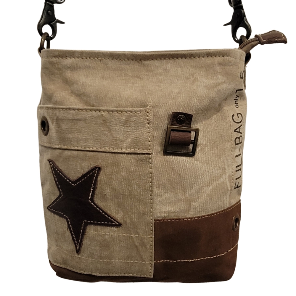 Myra Bag Tan and Brown Crossbody with Vintage Style